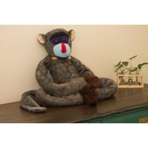Vintage Fiesta HANGING MONKEY Plush Mandrill Baboon Brown Stuffed Animal 38”